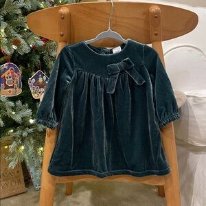 Just One You Green Velvet Dark Green Dress 6 months